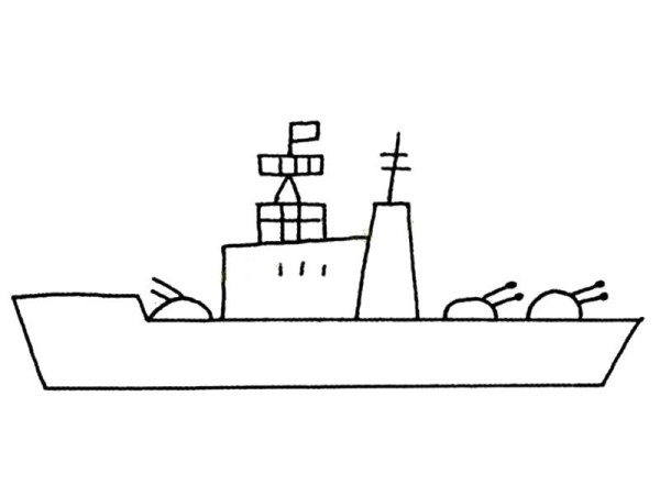 A set of simple drawing pictures of gunboats