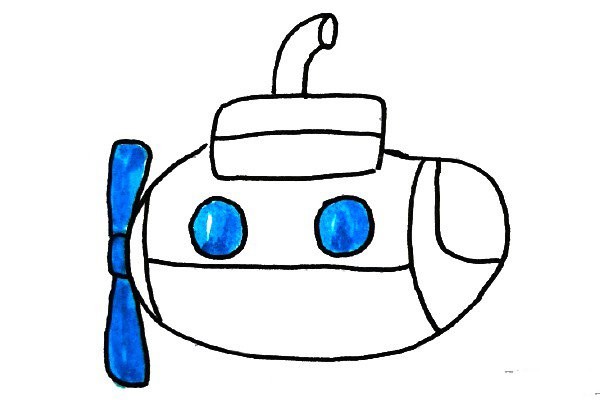 Fresh ocean style submarine simple drawing