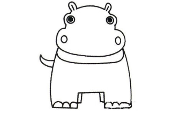 Complete collection of hippopotamus simple strokes and drawing steps