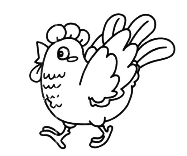 Running rooster simple drawing