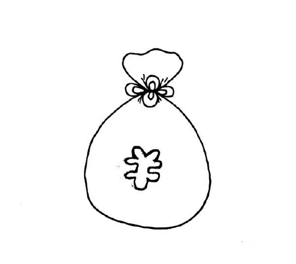 Simple drawing method of money bag