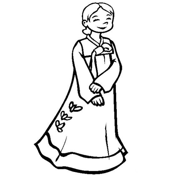 Simple drawings of national costumes of the world, simple drawings of Korean little girls