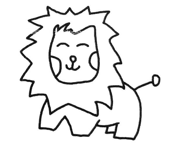 A set of cute little lion simple drawing pictures