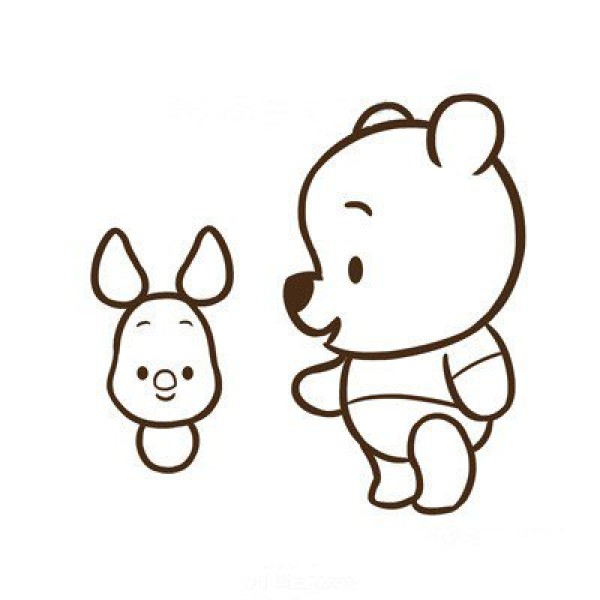 Winnie the Pooh and Piglet Simple Drawing