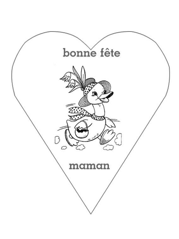 Mothers Day Heart Shaped Greeting Card Simple Drawing Picture