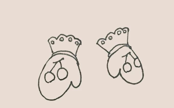 Simple drawing of cotton gloves