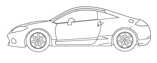 Simple strokes of side pictures of sports cars