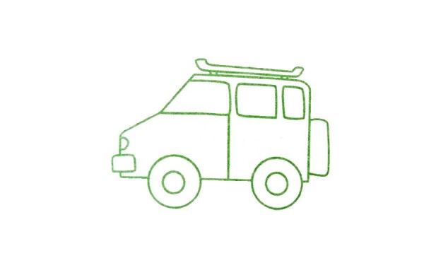 Childrens simple drawing of jeep