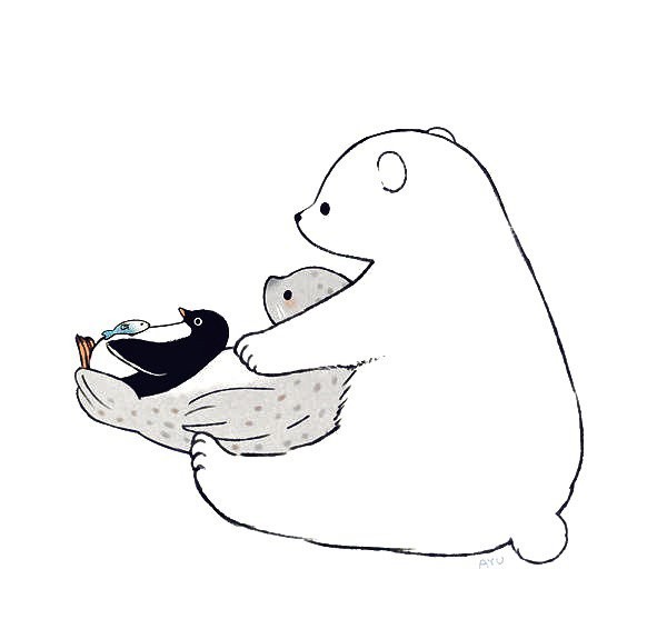 Cute polar bear simple strokes