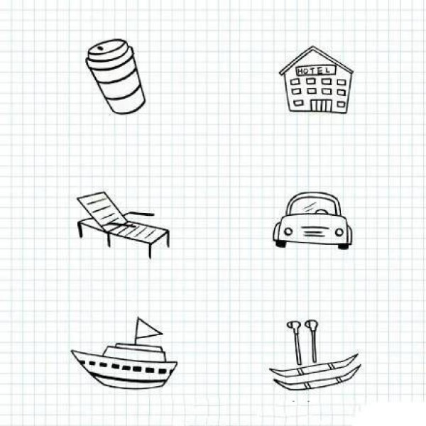 54 simple black and white sketches about travel