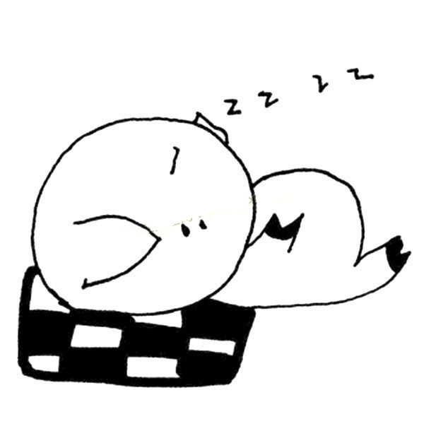 Simple drawing picture of a sleeping pig