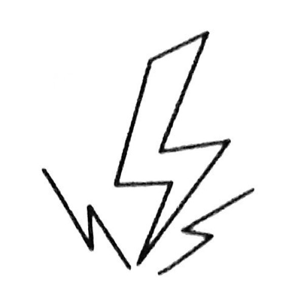 Complete collection of simple strokes of lightning and drawing steps