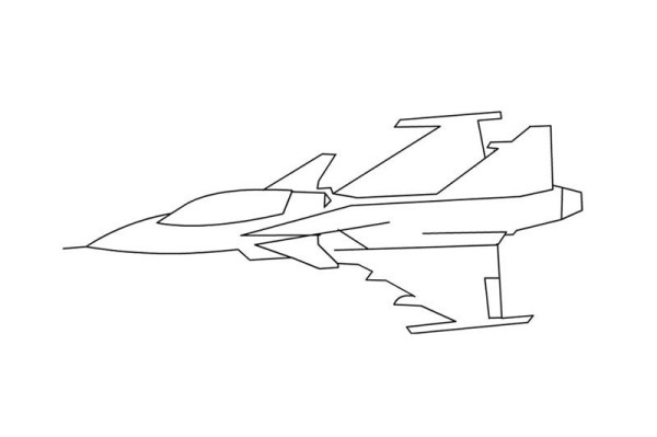 Simple drawing of fighter jet flying in the air