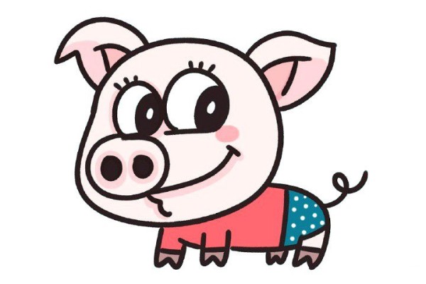 Detailed steps for drawing a simple piglet