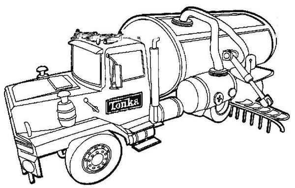 Simple drawing picture of engineering vehicle - oil tanker