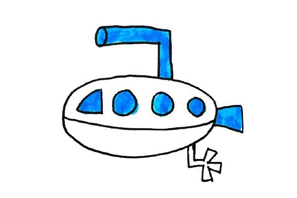 Fresh ocean style submarine simple drawing