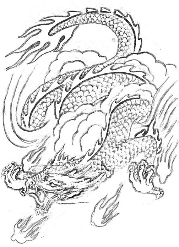 Simple drawing of dragon. How to draw a domineering Chinese dragon.