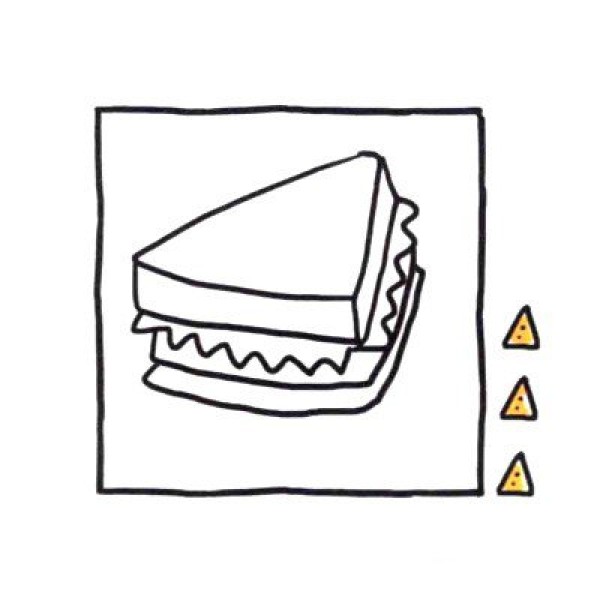 How to draw a cute simple drawing of sandwich in four steps