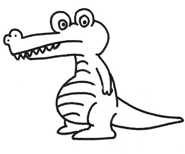 Six simple drawing pictures of cartoon crocodiles