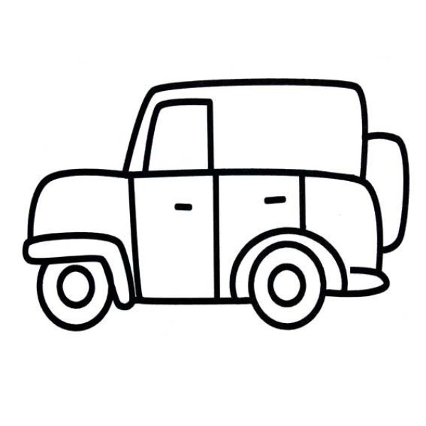 Childrens simple drawing of jeep