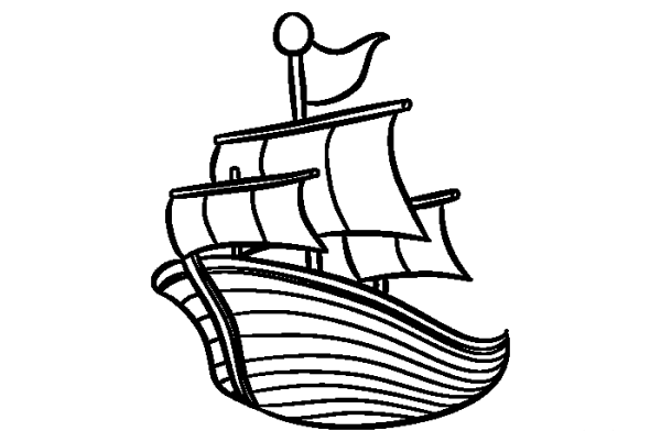 Four simple drawing pictures of pirate ships