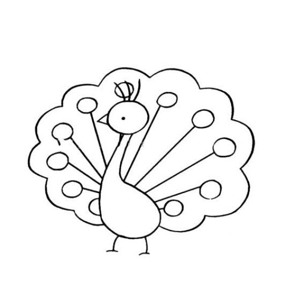 Simple drawing of peacock swaying left and right