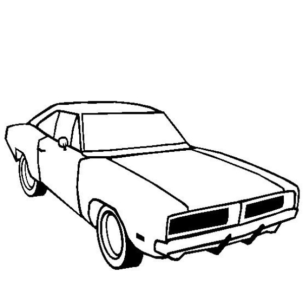 Car simple drawing 1969 Dodge Challenger simple drawing picture