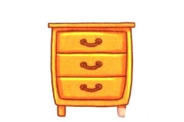 Simple drawing tutorial of three drawer cabinet