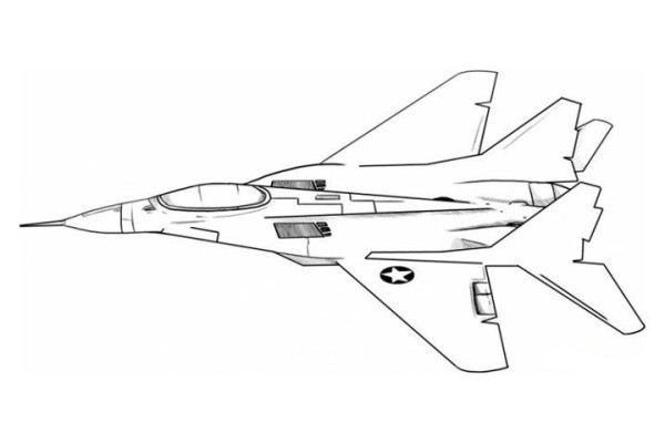 Simple drawing picture of flying fighter jet