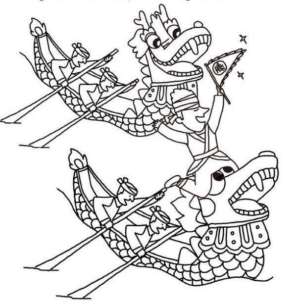 Dragon Boat Festival simple drawing material Dragon boat race simple drawing