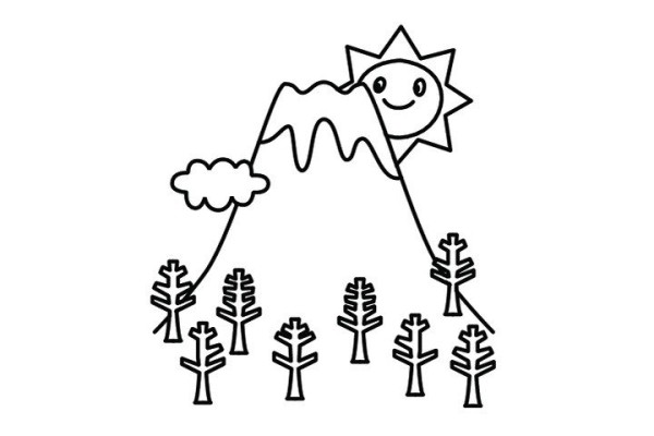 Volcano landscape coloring pictures