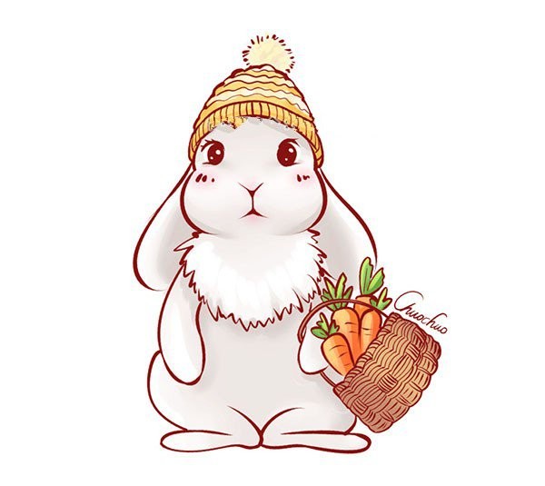 Learn to draw step by step: Little White Rabbit Carrying Carrots