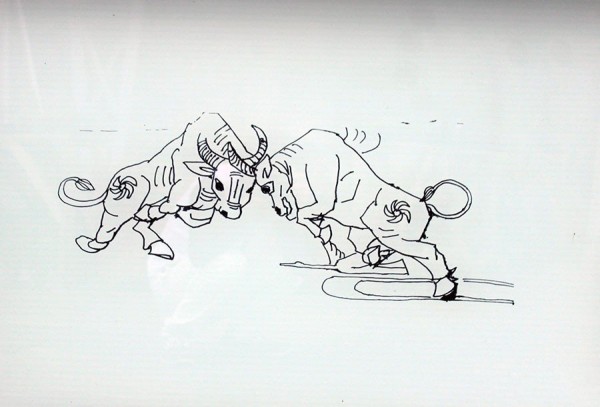 Simple drawing of Miao Bullfighting Festival