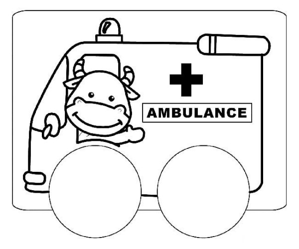 Cartoon ambulance simple drawing