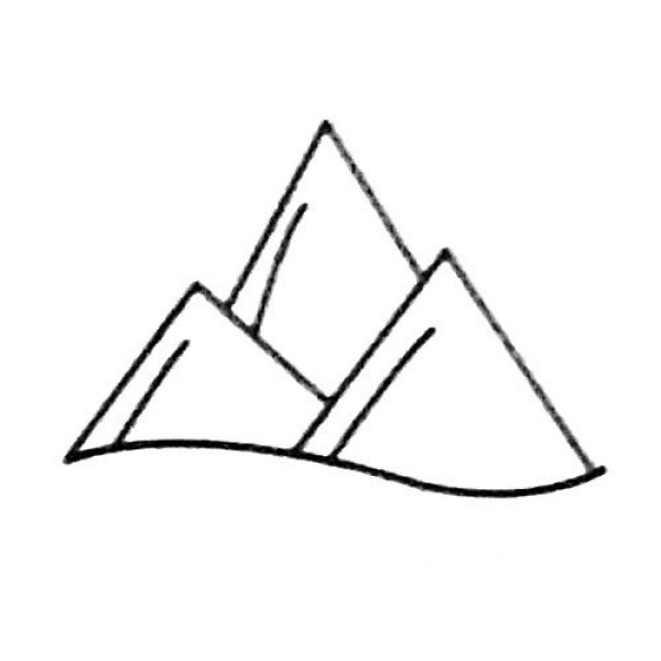 Complete collection of simple strokes of mountains and drawing steps