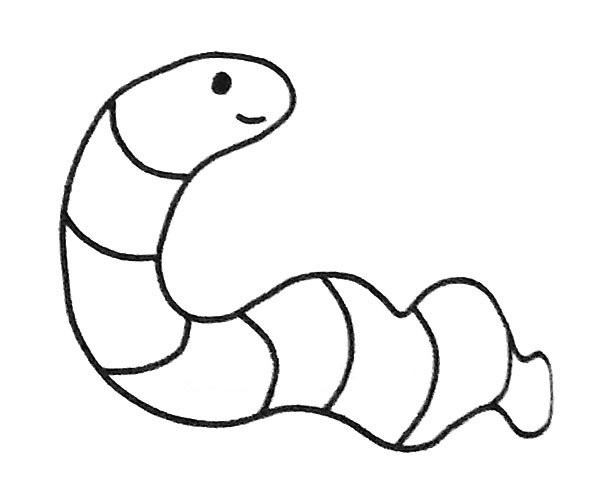 A set of simple drawing pictures of cartoon earthworms