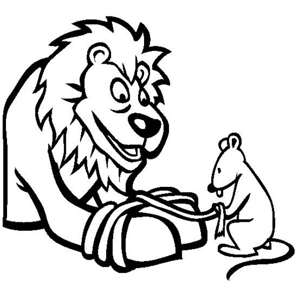 Aesops fables simple drawing The lion and the mouse story simple drawing