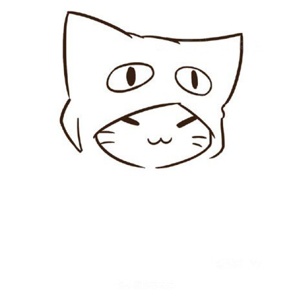 Simple drawing of kitten wearing hat