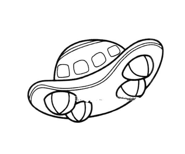 Q version flying saucer simple strokes picture