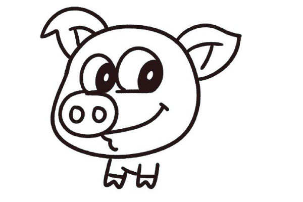 Detailed steps for drawing a simple piglet