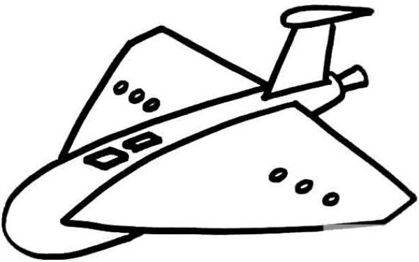 Simple drawings of cartoon passenger planes, fighter jets and helicopters