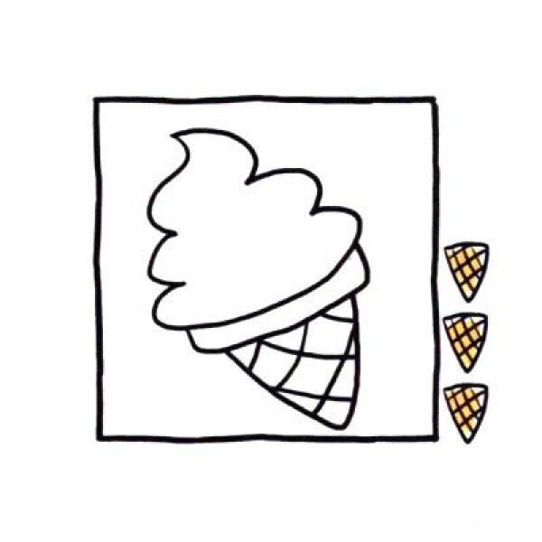 How to draw cute simple strokes of soft ice cream cone in four steps