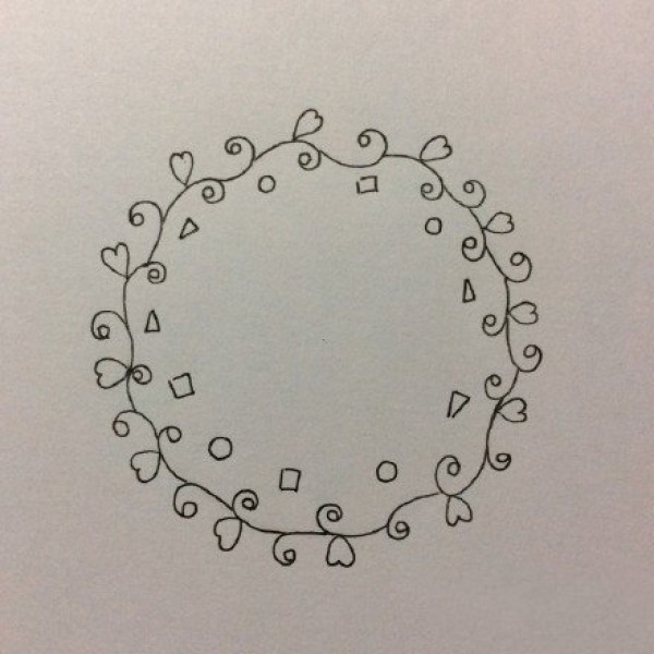 Simple drawing method of childrens wreath