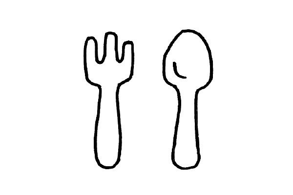 Simple drawings related to kitchen utensils and cooking