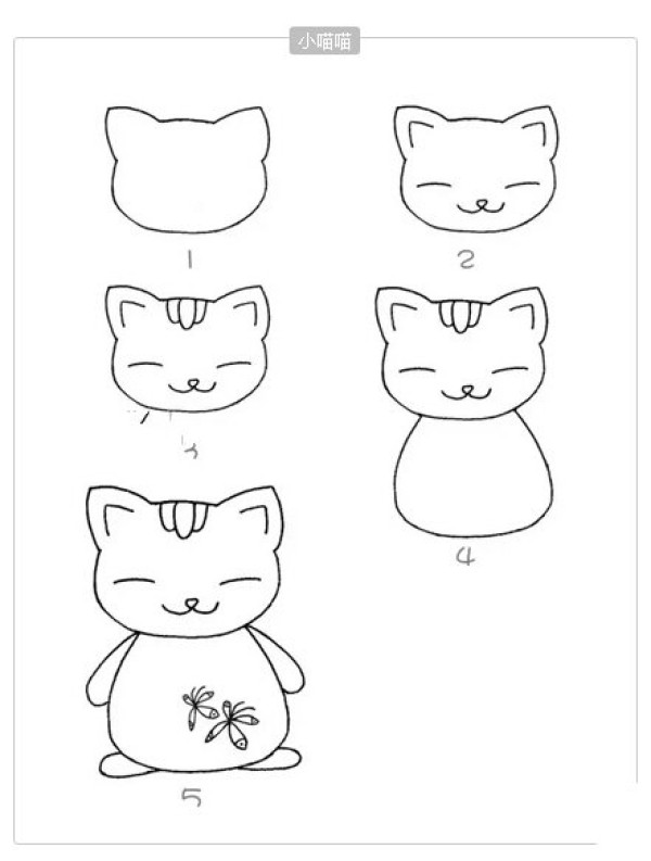 Simple drawing tutorial of little meow