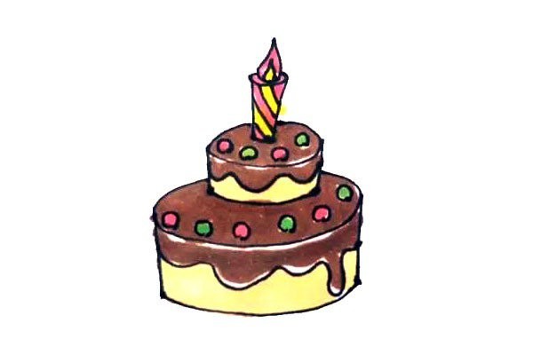 Learn to draw a birthday cake easily