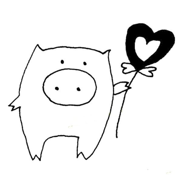 Super simple and cute piglet drawing picture