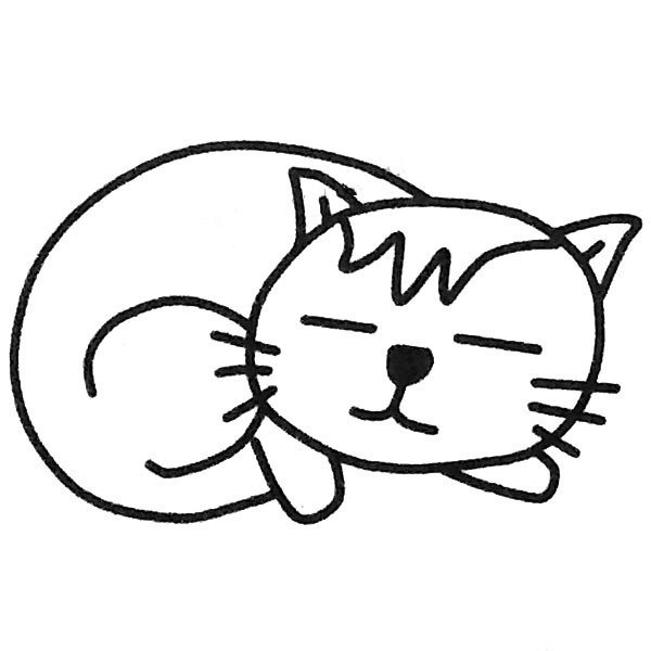 Cute little lazy cat simple drawing picture