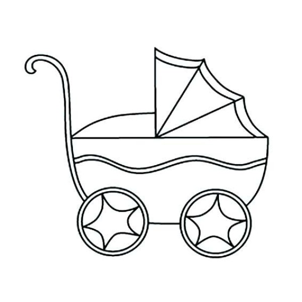 Childrens simple drawing pictures baby stroller