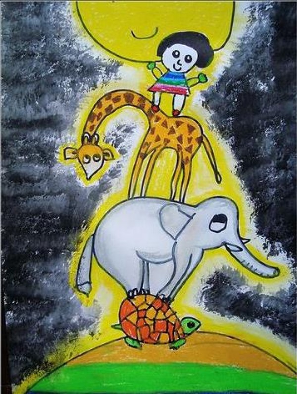 Mid-Autumn Festival themed childrens painting-the taste of the moon